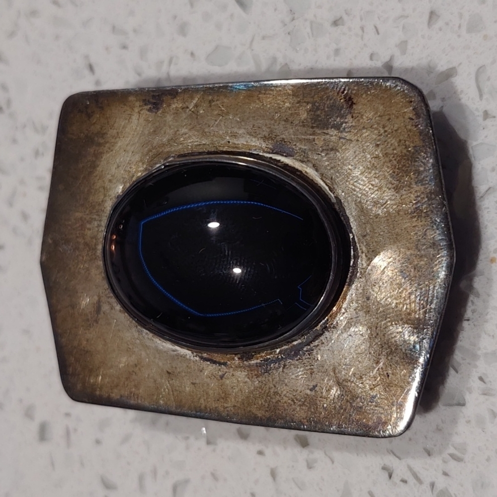 Vintage Black Stone Money Clip Tie Clip